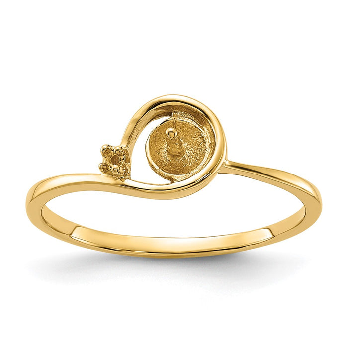 14k Polished Diamond & Pearl Ring Mounting (Y1890)