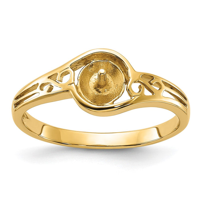 14k Polished Pearl Filigree Ring Mounting (Y1918)