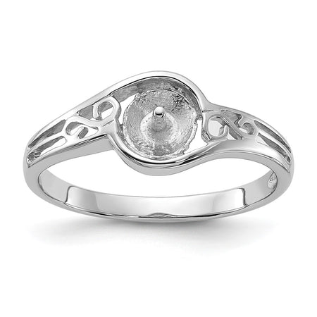 14k White Gold Polished Pearl Filigree Ring Mounting (Y1919)