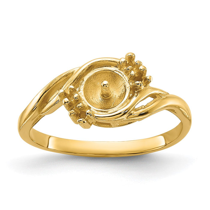 14k Yellow Gold Polished .06ct. Diamond & Pearl Ring Mounting (Y1923)