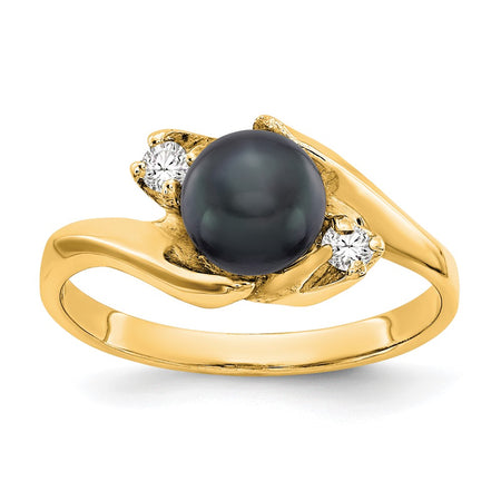 14k Polished Diamond & Pearl Ring Mounting (Y1932)