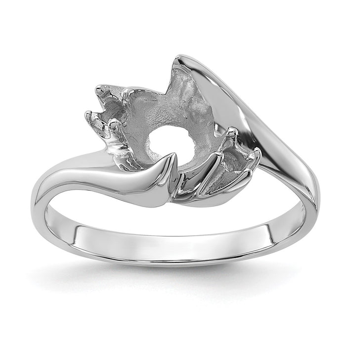 14k White Gold Polished Diamond & Pearl Ring Mounting (Y1933)