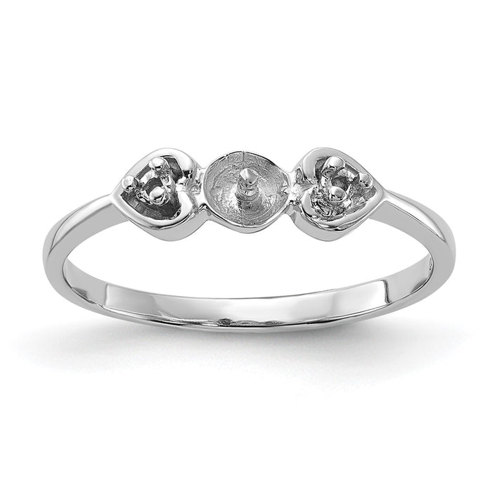 14k White Gold Polished Diamond & Pearl Ring Mounting (Y1937)