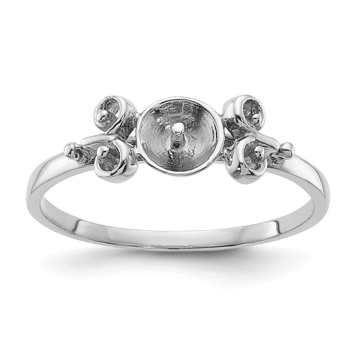 14k White Gold Polished Pearl Ring Mounting (Y1941)