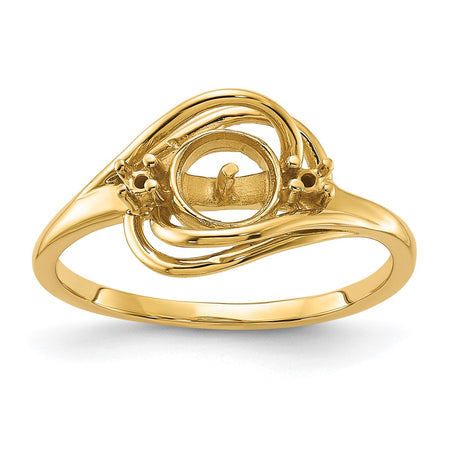 14k Polished Diamond & Pearl Ring Mounting (Y1968)