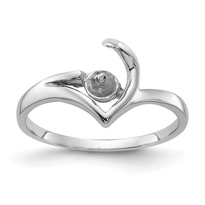 14k White Gold Polished Pearl Ring Mounting (Y1990)