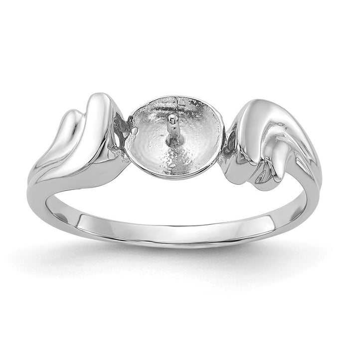 14k White Gold Polished Pearl Ring Mounting (Y2003)
