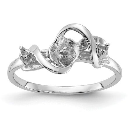 14k White Gold Polished Diamond & Pearl Ring Mounting (Y2017)