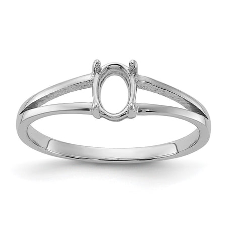 14k White Gold Polished 6x4 Oval Gemstone Ring Mounting (Y2074)