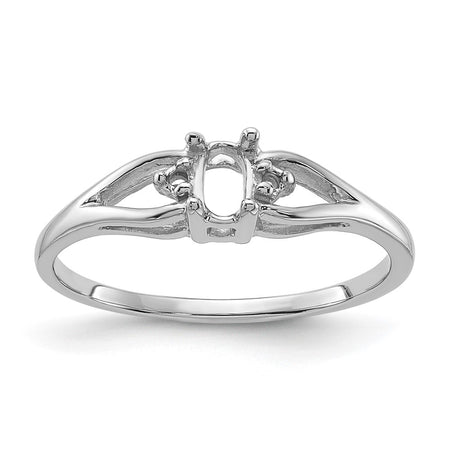 14k White Gold .02ct. Diamond & 5x3 Oval Gemstone Ring Mounting (Y2080)