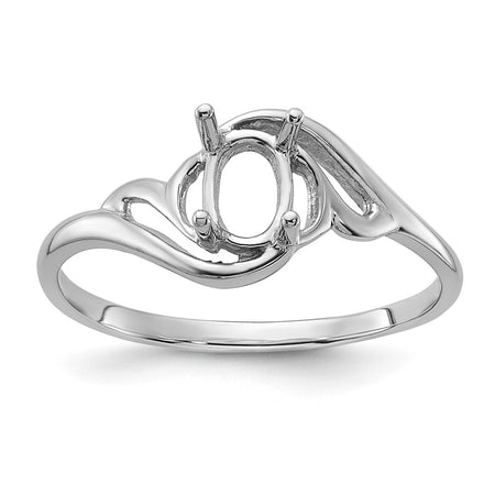 14k White Gold Polished 6x4 Oval Gemstone Ring Mounting (Y2094)