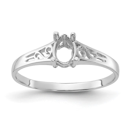 14k White Gold Polished 6x4 Pear Filigree Gemstone Ring Mounting (Y2101)