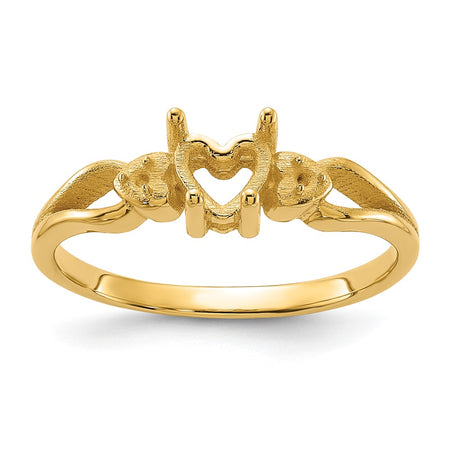 14k Polished .02ct. Diamond & 5mm Heart Gemstone Ring Mounting (Y2186)