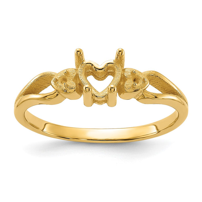 14k Polished .02ct. Diamond & 5mm Heart Gemstone Ring Mounting (Y2186)