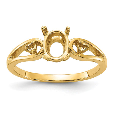 14k Polished .05ct. Diamond & 7x5 Oval Gemstone Ring Mounting (Y2189)