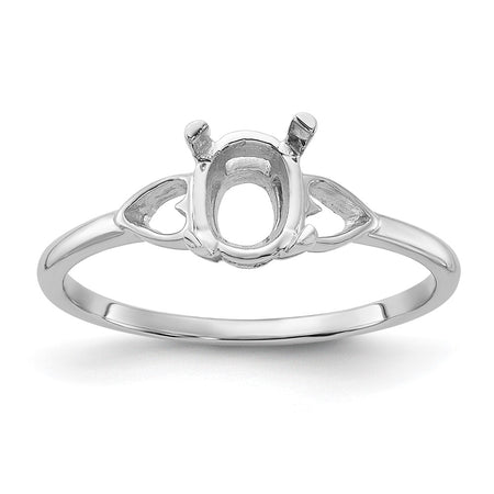 14k White Gold Polished 7x5 Oval Gemstone Ring Mounting (Y2194)