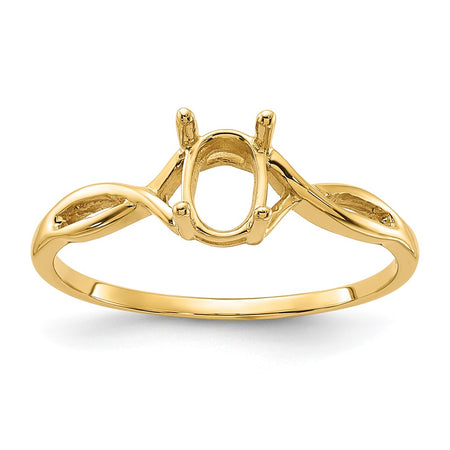14k Polished 7x5 Oval Gemstone Ring Mounting (Y2197)