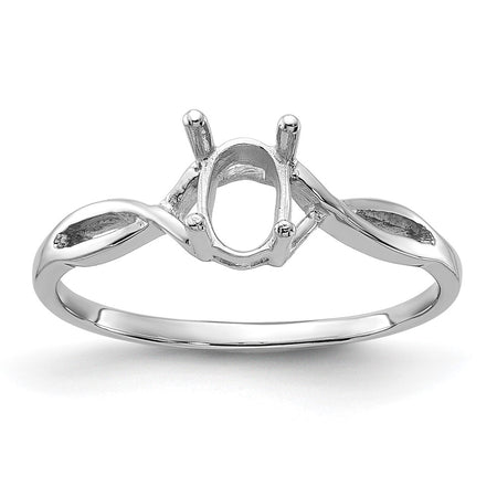 14k White Gold Polished 7x5 Oval Gemstone Ring Mounting (Y2198)