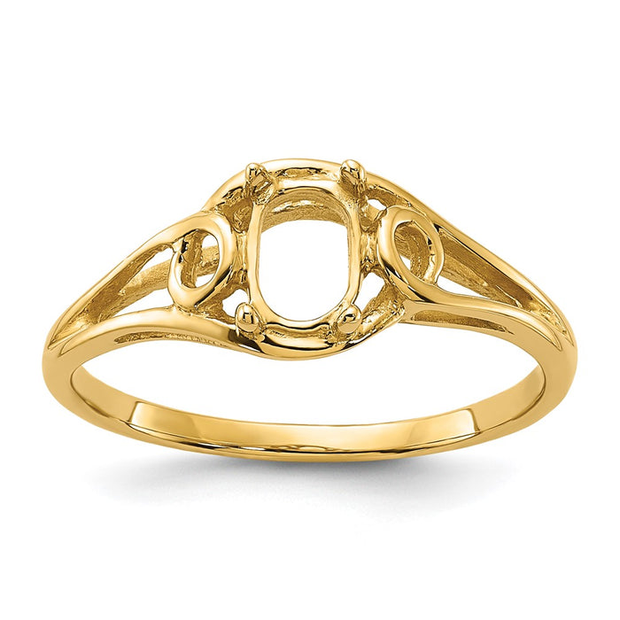 14k Polished 6x4 Oval Gemstone Ring Mounting (Y2205)