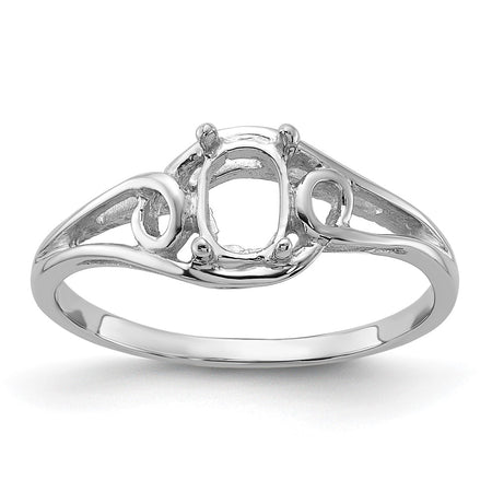 14k White Gold Polished 6x4 Oval Gemstone Ring Mounting (Y2206)
