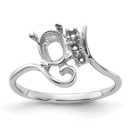 14k White Gold Polished .05ct. Diamond & 8x6 Oval Gemstone Ring Mounting (Y2217)