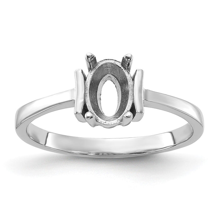 14k White Gold Polished 7x5 Oval Gemstone Ring Mounting (Y2220)