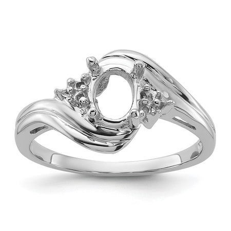 14k White Gold Diamond / 7x5mm Oval Gemstone Ring Mounting (Y2222)