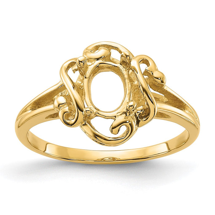 14k Polished 7x5 Oval Gemstone Ring Mounting (Y2227)