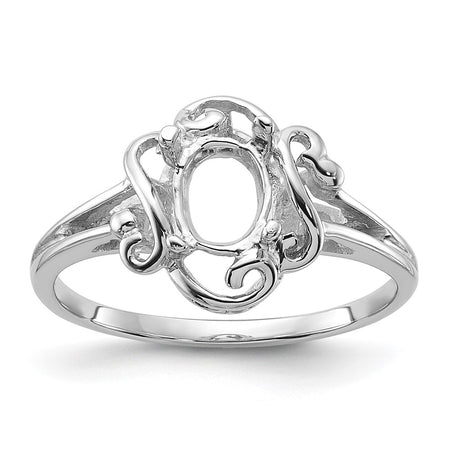 14k White Gold Polished 7x5 Oval Gemstone Ring Mounting (Y2228)