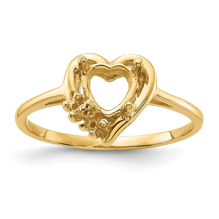 14k Polished .03ct. Diamond & 6mm Heart Gemstone Ring Mounting (Y2233)