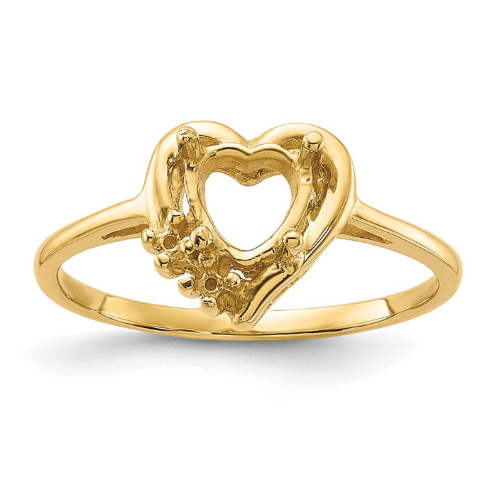 14k Polished .03ct. Diamond & 6mm Heart Gemstone Ring Mounting (Y2233)