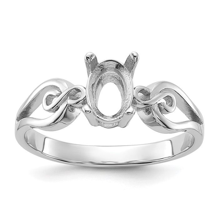 14k White Gold Polished7x5Oval Gemstone Ring Mounting (Y2236)