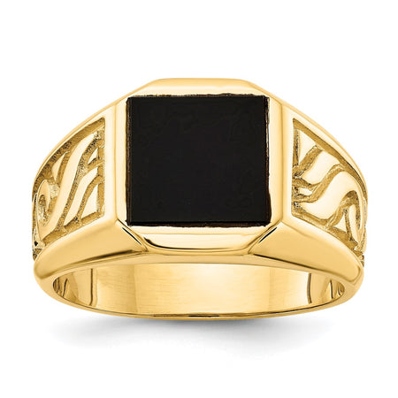 14k yellow men's onyx ring mounting (Y4015)