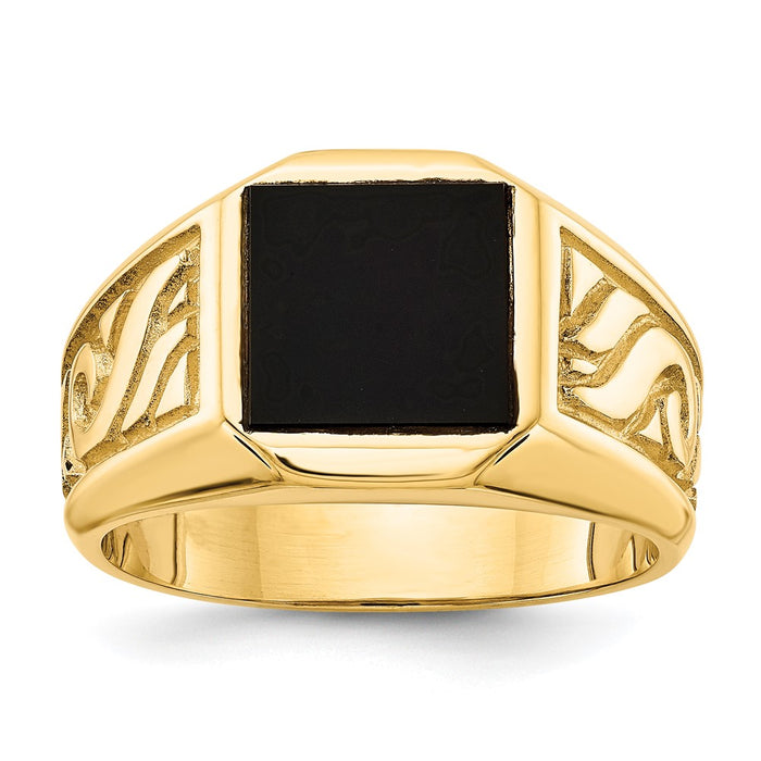 14k yellow men's onyx ring mounting (Y4015)