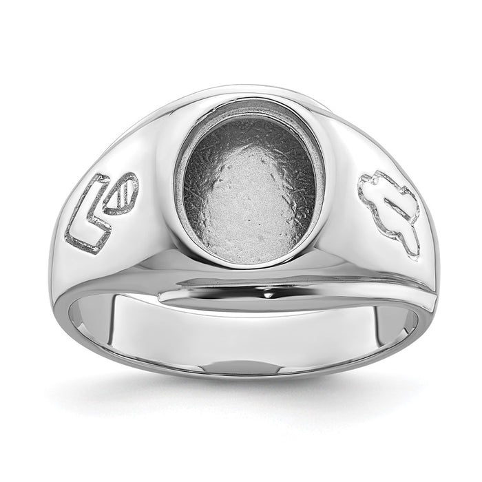 14k White Gold Men's Polished and Grooved Masonic Ring Mounting (Y4059)