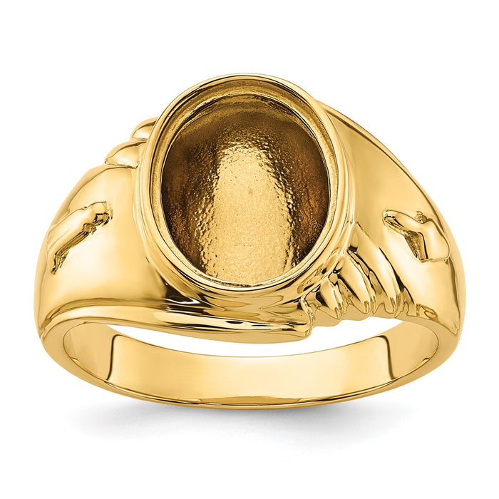 14k Men's Polished and Textured Masonic Ring Mounting (Y4062)