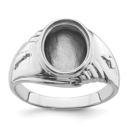 14k White Gold Men's Polished and Textured Masonic Ring Mounting (Y4063)