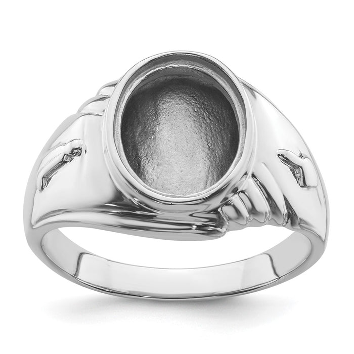 14k White Gold Men's Polished and Textured Masonic Ring Mounting (Y4063)