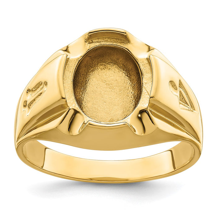 14k Men's Polished and Grooved Masonic Ring Mounting (Y4066)