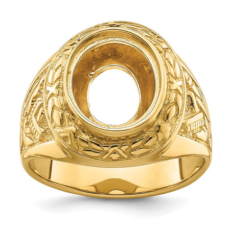 14k Men's Polished and Textured Masonic Ring Mounting (Y4072)