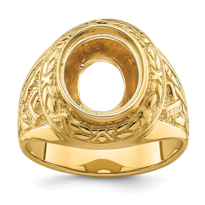 14k Men's Polished and Textured Masonic Ring Mounting (Y4072)