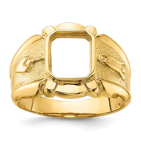 14k Men's Polished and Textured Masonic Ring Mounting (Y4076)
