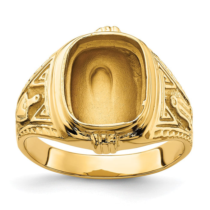14k Men's Polished and Textured Masonic Ring Mounting (Y4078)