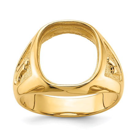14k Men's Polished and Textured Masonic Ring Mounting (Y4080)