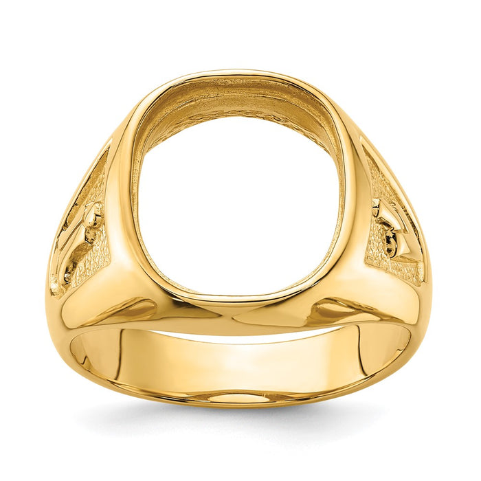 14k Men's Polished and Textured Masonic Ring Mounting (Y4080)