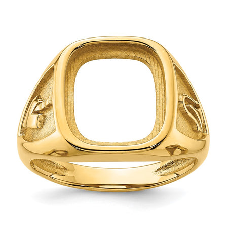14k Men's Polished and Textured Masonic Ring Mounting (Y4084)