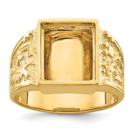 14k Men's Polished and Textured Masonic Ring Mounting (Y4096)