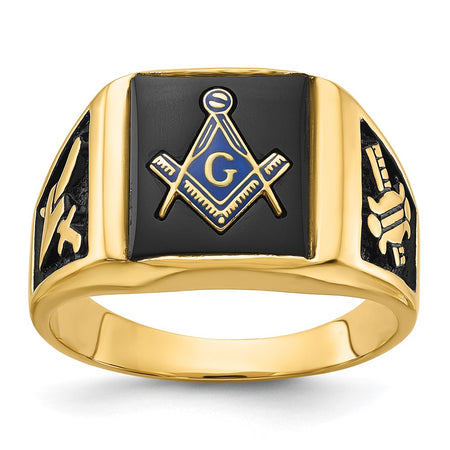 14k Men's Polished and Textured Masonic Ring Mounting (Y4100)