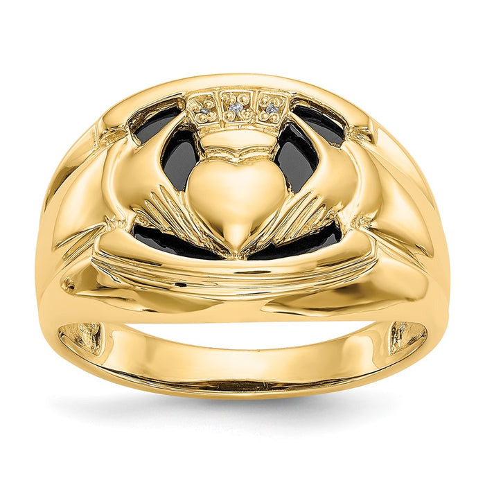10k .01ct. Diamond and Onyx Mens Claddagh Ring Mounting (1Y4142)