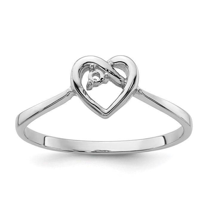 14k White Gold .02ct. Diamond Heart Ring Mounting (Y4186)